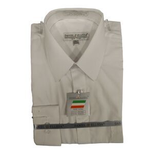 MEN'S BASIC FULL CUT WHITE DRESS SHIRT BY DANIEL ELLISSA DS3001.